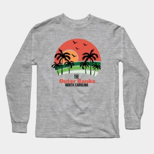 Outer Banks Sunset Green Design Long Sleeve T-Shirt